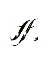 the letter f in black ink on a white background